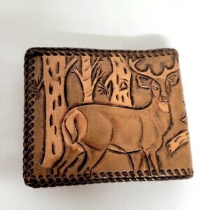RLL Handcrafted Brown Leather Wallet with RLL and Deer Design